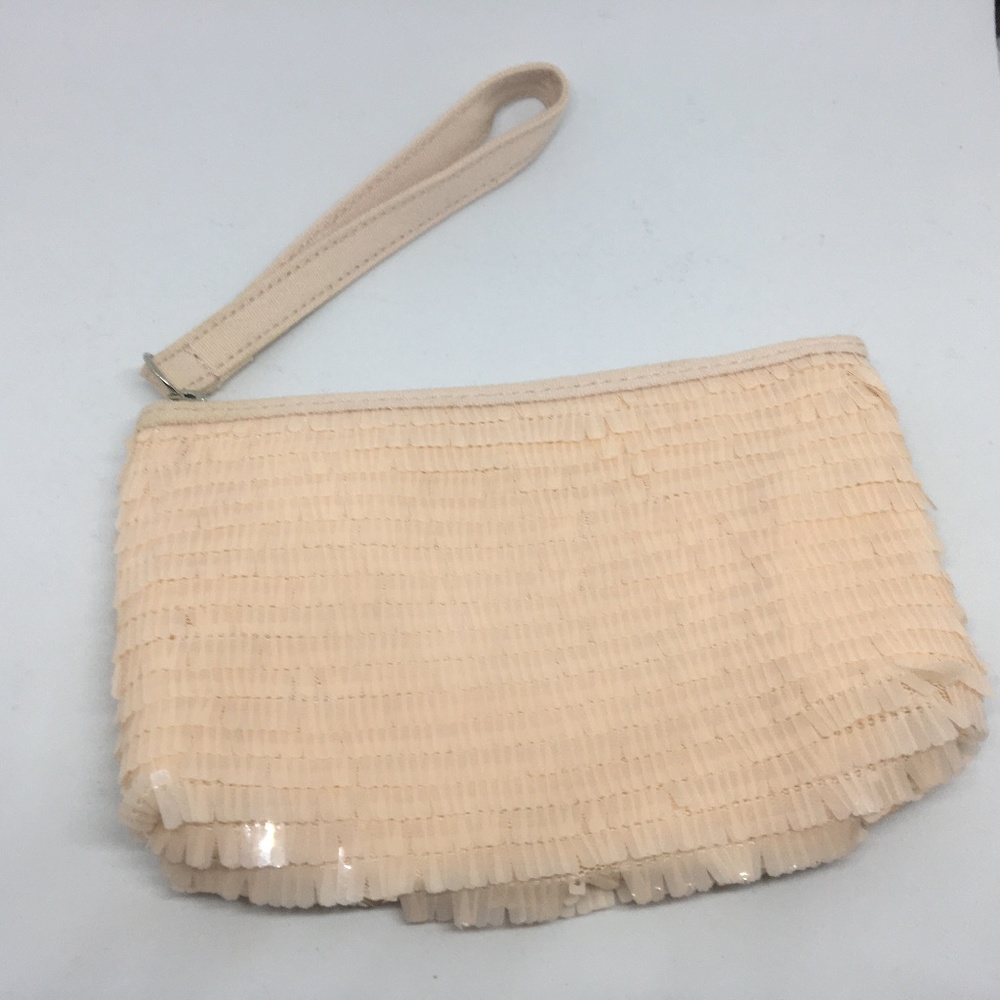 Beaded Ballet Pink Wristlet / Clutch Handbag